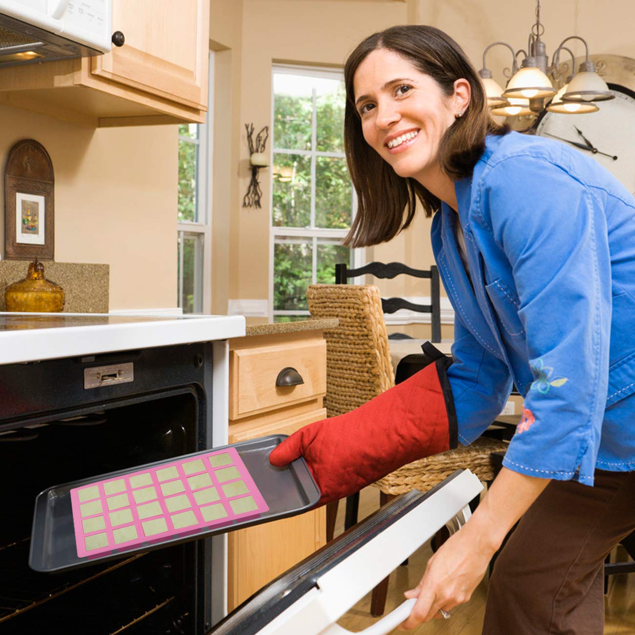 24-Cavity Rectangle Caramel Candy Silicone Molds,Chocolate Truffles Mold,Whiskey Ice Cube Tray,Grid Fondant Mould,Hard Candy Mold Pralines Gummy Jelly Mold