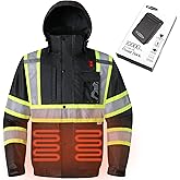 JKSafety Heated Safety Jacket with 3M Reflective Strips for Men and Women