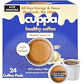Cuppa French Vanilla Mushroom Coffee with Adaptogens & Superfoods - Lion’s Mane, Ashwagandha & Cordyceps. Adaptogens + MCT to support natural energy, mental focus & gut health (24 Servings)