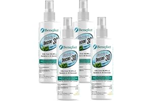 Benefect Botanical Decon 30 Disinfectant Cleaner, 4 oz. Spray Bottle, Light Lemon & Thyme Scent, Hospital Grade Disinfectant, Kills Over 99.99% of Germs, Safe for Food-Contact Surfaces (Pack of 4)