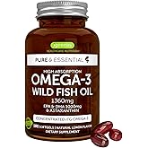 Igennus Ultra Pure Omega 3 Triglyceride rTG Wild Fish Oil 1360mg, IFOS Certified, EPA DHA 1000mg Plus Astaxanthin, Non-GMO, for Men & Women, 180 Softgels