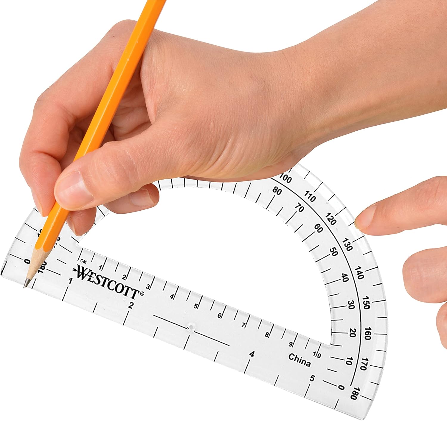 Westcott 6-Inch Plastic 180 Degree Protractor, Clear: Arts, Crafts & Sewing