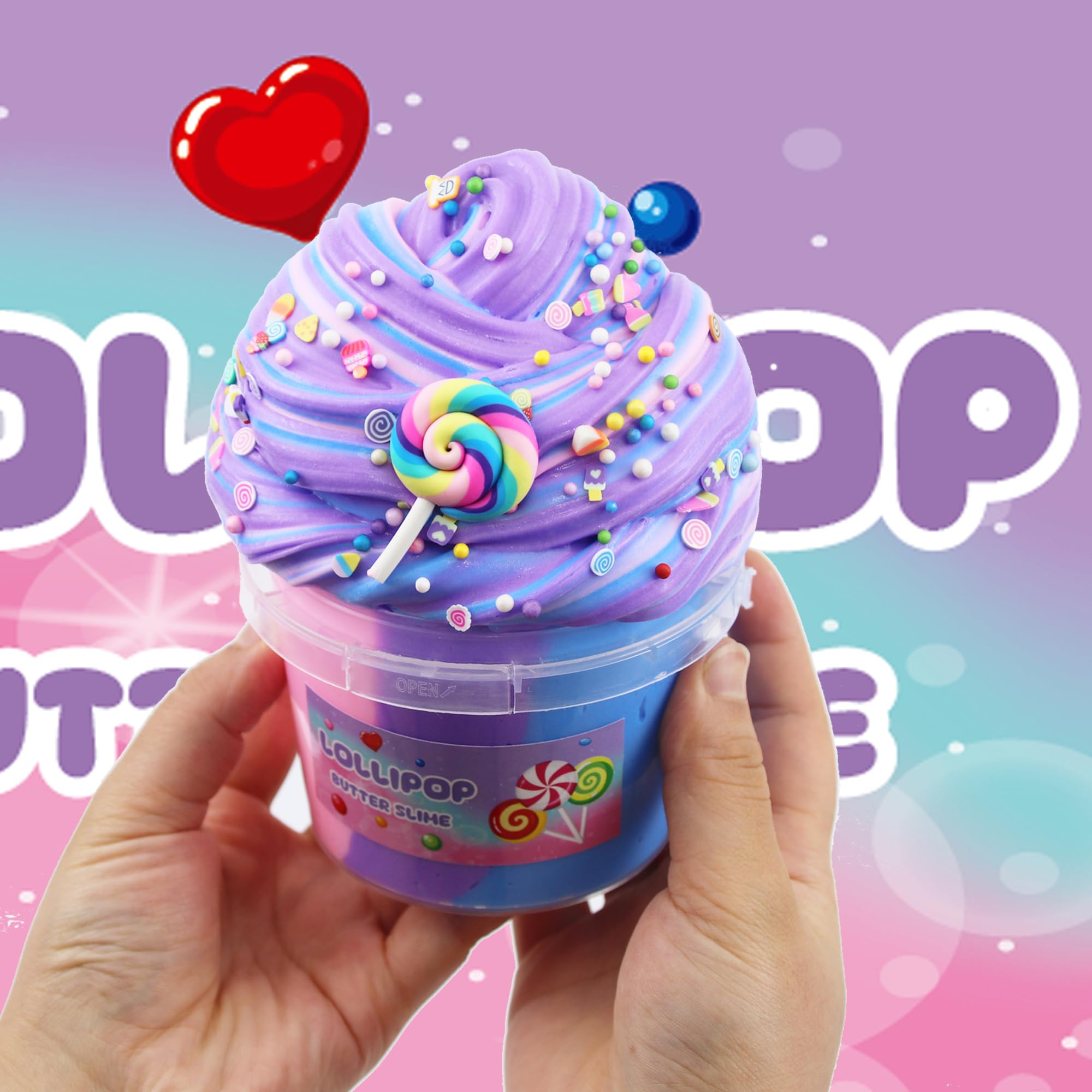 Multicolor Butter Slime,Non-Sticky and Super Soft Scented Purple Slime,Stress Relief Toy(Purple Pink Blue in 1 Pack).