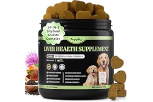 POPPAW Dog Liver Support Chews - with Milk Thistle (Silybum), Same & NAC - Liver Supplement for Metabolic - Detox - Gut & Immune Health - Chicken Flavor, 90 Soft Chews