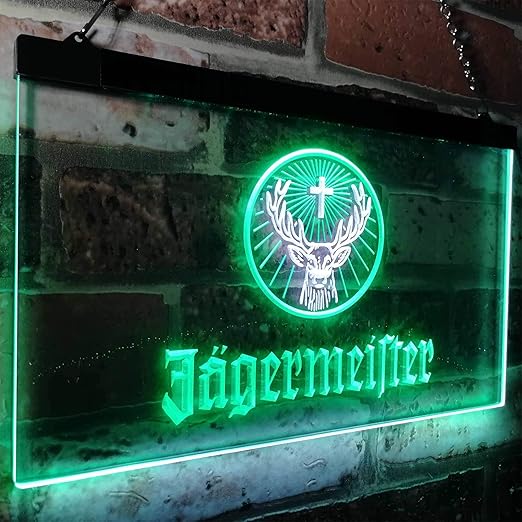 amazon com zusme jagermeister deer drink bar novelty led neon sign white green w16 x h12 home kitchen zusme jagermeister deer drink bar novelty led neon sign white green w16 x h12