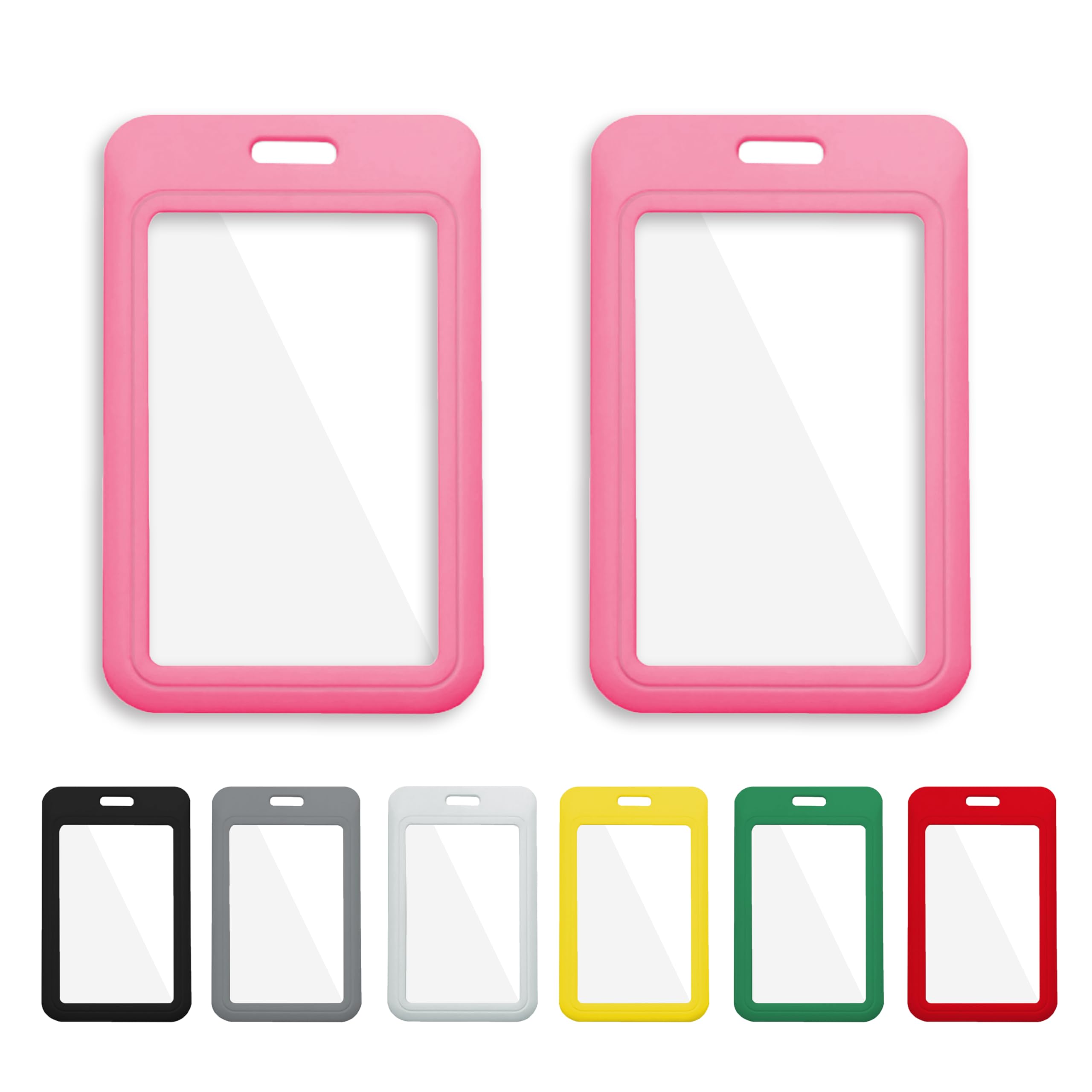 Photo 1 of 1 Pcs ID Badge Holder with Double-Sided Windows Vertical Hard Plastic Case Pink Card Protector Pouch for Office School ID Credit Cards Proximity Key Cards Driver’s Licenses and Passes