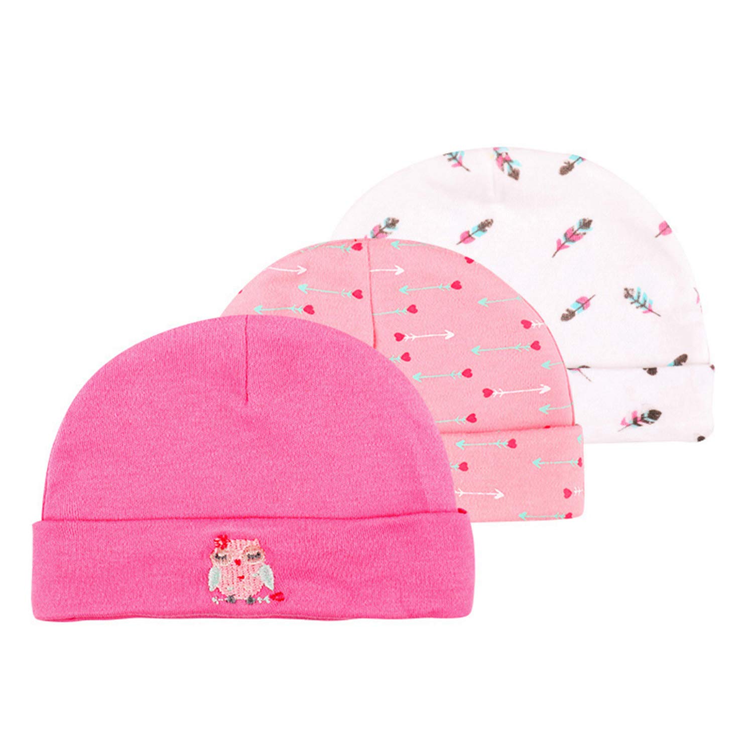 Chamie Baby hat Newborn Baby Hats Caps for Baby Boys Girls 0-6 Months 100% Cotton