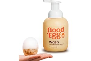 GoodEgg Organic Egg Cleaner for Farm Fresh Eggs, Food-Grade, Non-Toxic, Chicken Coop Accessories, Egg Washing Solution, USA-Made Foaming Pump, Refillable 12floz Bottle, As Seen On Shark Tank