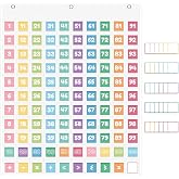 Hundred Pocket Chart, Hundreds Chart with 139 Number Cards Counting Pocket Chart Number Chart 1-100 for Kids for Wall Classroom Counting Organizer for Teacher Kids Classroom Home(White)