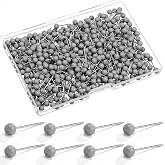 WILLBOND 500 Pcs Map Push Pins Round Thumb Tack, Gray | For Bulletin Boards, Travel Maps, Cork Surfaces, Offices, Classrooms, Wall Decor, Smooth Steel Points, Organizing Projects