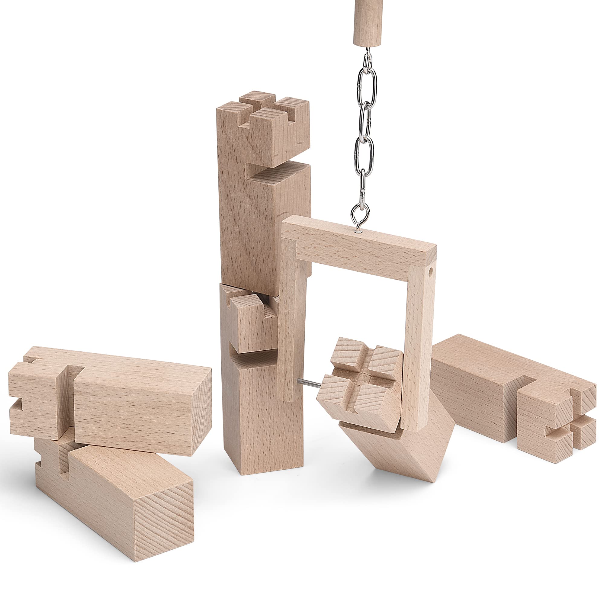 ideen.kollektiv Mini Fröbelturm Gesellschaftsspiel - Stapelspiel aus Buchenholz für bis zu 10 Spieler - Teambuilding Outdoor Spiel für Kinder und Erwachsene inkl. hochwertigem Stoffbeutel 2