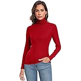 Women's Long Sleeve Casual Lightweight Turtleneck Top Slim Fit Thermal Active Layer Shirts