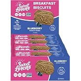 Sweet Loren's Breakfast Biscuits, Blueberry, 1 Pack, Total 24 x 1.6 oz | Easy Grab &amp; Go Vegan Snacks, 4g Plant Based Protein &amp; 19g Whole Grains, Nut, Dairy &amp; Gluten Free, Non-GMO