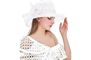Z&X Organza Church Fascinator Wedding Tea Party Derby Hats for Women Flower Wide Brim Sun Hat