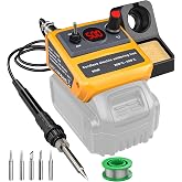 GRVODFRTA Cordless Soldering Iron Station Compatible with Dewalt 20V | 90W Digital Display Soldering Station with Solder Tips Kit, Wire, 200℃-500℃ Adjustable for electronics repair