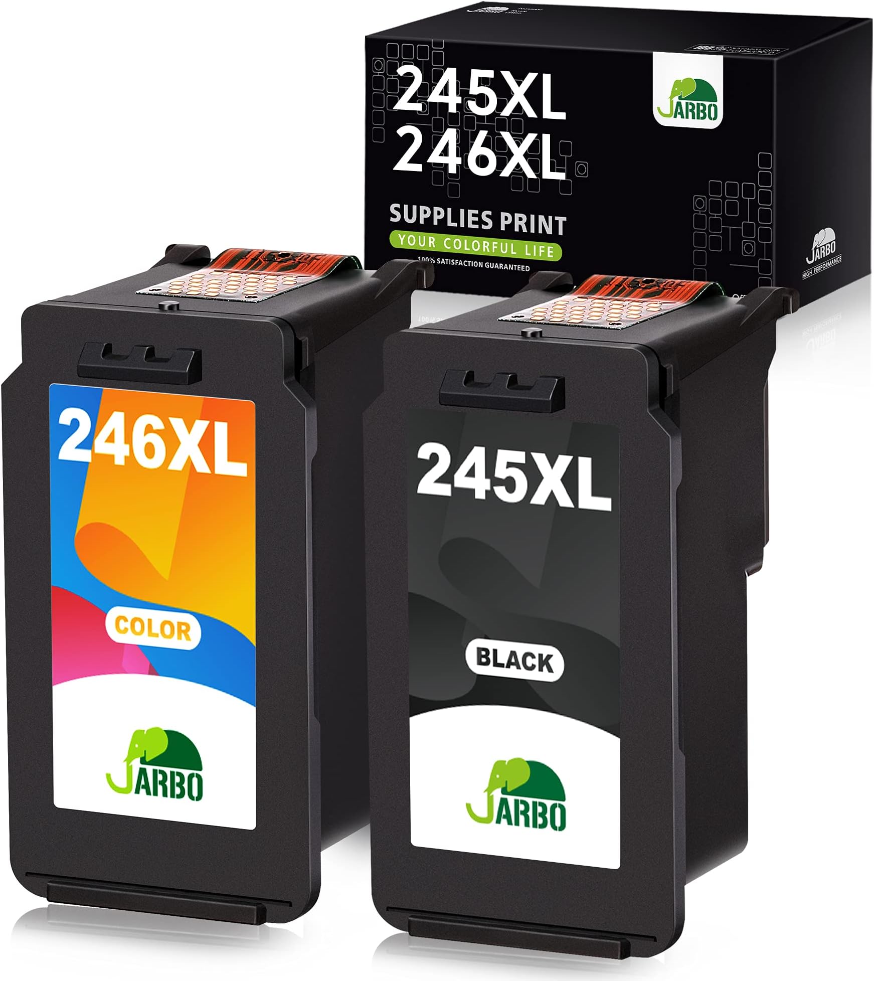 JARBO Compatible Ink Cartridge Replacement for Canon PG-245XL CL-246XL PG-243 CL-244 Combo Pack, 1 Black+1 Tri-Color, for Canon PIXMA MG2520 MG2522 MG2525 MG2920 MG3020 MG2922 MG2924 MG2420 MX490