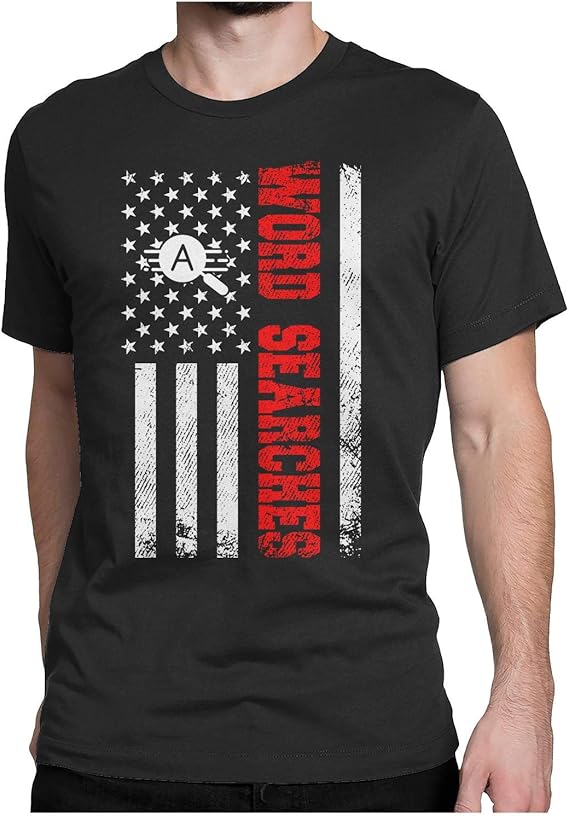 Amazon.com: Vintage Word searches US Flag Novelty Unisex T-Shirt Funny
