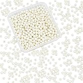 PH PandaHall 4mm Pearl Beads, 1000 Pcs Tiny Smooth Satin Luster Craft Glass Pearl Bead Round Loose Spacer Beads for Earring Bracelet Necklace Waist Chain Wedding Crafts, Cream White