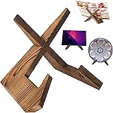 Cookbook Stand for Kitchen, Wooden Cookbook Holder, Recipe Book Holder for Kitchen Counter, Rustic Cook Book Holder Stand - Brown