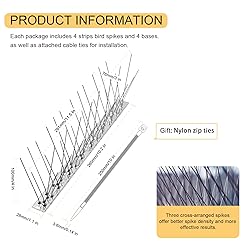 OFFO Bird Spikes with Stainless Steel Base, Durable