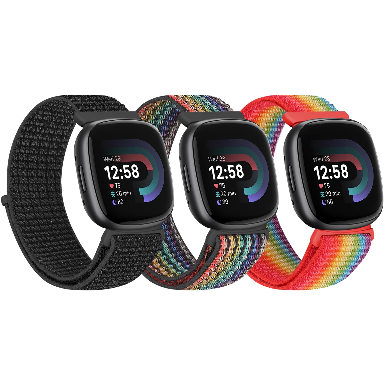 Tiptops Nylon Straps Compatible with Fitbit Sense 2/Fitbit Sense/Fitbit Versa 4/Fitbit Versa 3 Bands Women Men, Soft Nylon Adjustable Breathable Strap Solo Loop Replacement Wristband — image 1