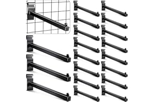 Oudain Gridwall Hooks 12 Inch Grid Wall Hangers Display Peg Hooks Slat Wall Accessories for Wire Panels Shelf(Black,20 Pcs)