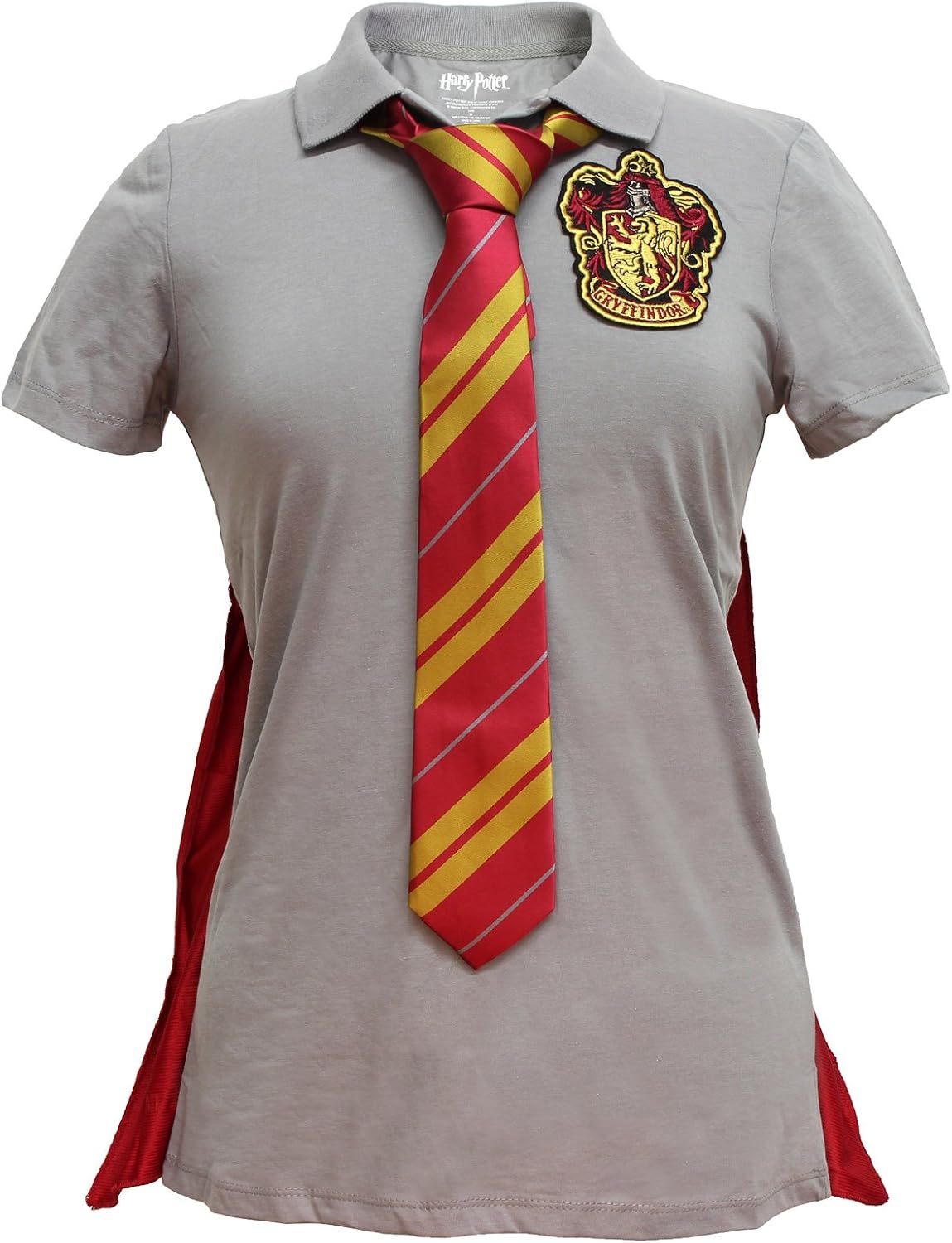 HARRY POTTER Gryffindor Caped Polo with Tie (Large) Grey: Clothing