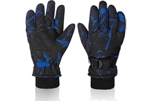 Nattork Youth Ski Ice Skating Gloves, Waterproof Winter Snowboard Gloves Warm Touchscreen for Big Kids Boys Girls Women Skiin