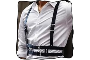 Maeaccx Black Chest Harness Belt,Fashion PU Leather Suspenders Belts, Festivals Costume Adjustable Accessories for Men
