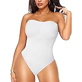 KUMAYES Strapless Shapewear Bodysuits for Women -Thong Body Shaper Tummy Control Tube Top Leotard with Removable Straps