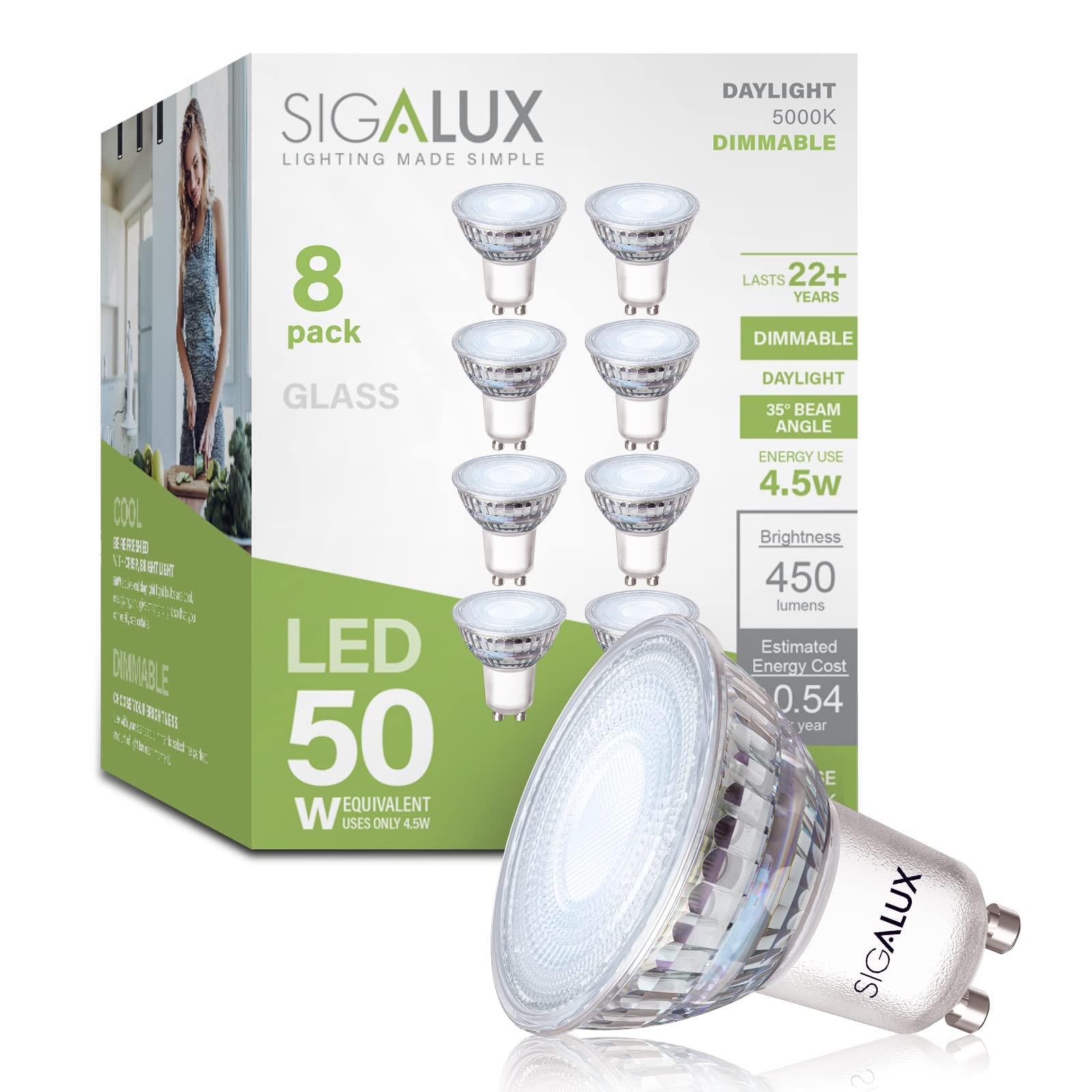 Mua Sigalux GU10 LED Light Bulbs, Dimmable 5000K Daylight White Natural ...