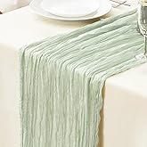 Le courant 10Ft Cheesecloth Table Runner, Rustic Boho Gauze Cheese Cloth Runner Table Runner for Weddings Bridal Baby Shower Birthday Holiday Parties Home Decor, Sage Green