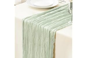 Le courant 10Ft Cheesecloth Table Runner, Rustic Boho Gauze Cheese Cloth Runner Table Runner for Weddings Bridal Baby Shower Birthday Holiday Parties Home Decor, Sage Green