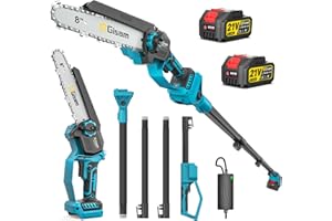2-in-1 Cordless 8 Inch Pole Saw for Tree Trimming, 14FT Extended Reach Electric Pole Saw with 180° Adjustable Head, Brushless