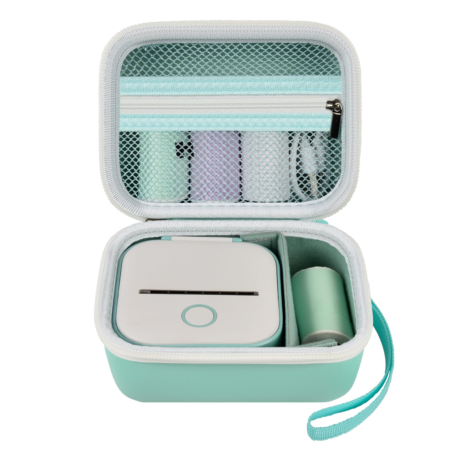 Photo 1 of ANKHOH Label Maker Case for Memoking T02/ for Phomemo M02/ M02S/ M02 Pro/ Q30S/ for Nelko PM230/ for Anycash/for Ponek Mini Pocket Printer, Portable Sticker Paper Storage Holder - Box Only (Green)