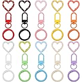 30PCS Colorful Keychain Clasp Set with Rotating Lobster Clasps, Spring O Rings and Heart-Shaped Clasp, Spring Keychain Clips, Small Key Chain Hooks for DIY Craft Gift Bag Wallet Strap Jewelry Making