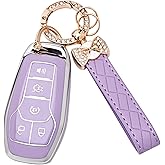 TECARATE for Ford Key Fob Cover - Soft TPU Key Fob Case for Ford Edge Fusion Explorer Mustang Lincoln MKZ MKC MKX Smart Keyless Remote Key(Purple)