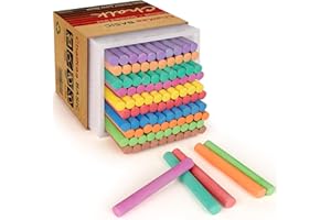CHALKAA Dustless Colored Chalk 100PCS, 10 Colors Non-Toxic Classroom Chalks for Teachers & Students, School Chalkboard Supplies
