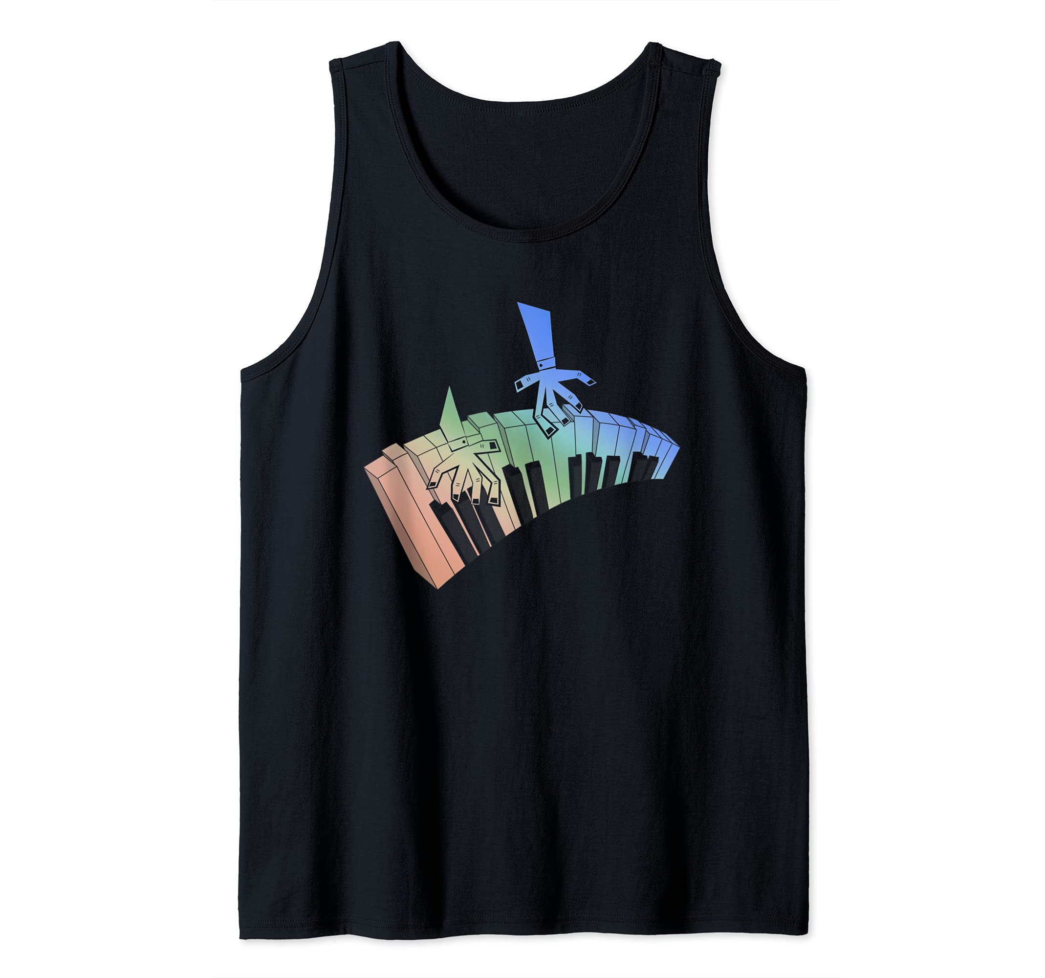 Colorful Piano Keyboard Musician Pianist Music Notes Piano Tank Top