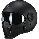 TRIANGLE Convertible Full Face Motorcycle Helmet DOT Approved for Men Women | Detachable mask transforms to 3/4 open face helmet, includes internal tinted sunshield, removable liner and storage bag
