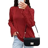 Balimtoy Women's Chunky Cable Knit Oversized Pullover Sweaters Casual Long Sleeve Crewneck Jumper Tops