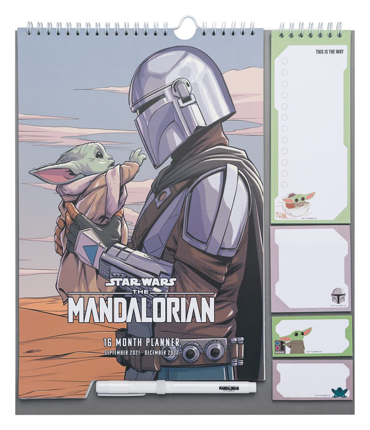Grupo Erik Official 2022 Star Wars The Mandalorian Wall Calendar - Monthly Planner 16 Months Sep 2021 - Dec 2022-11.8 x 13.4 inches, Mandalorian Blue, CPF21006