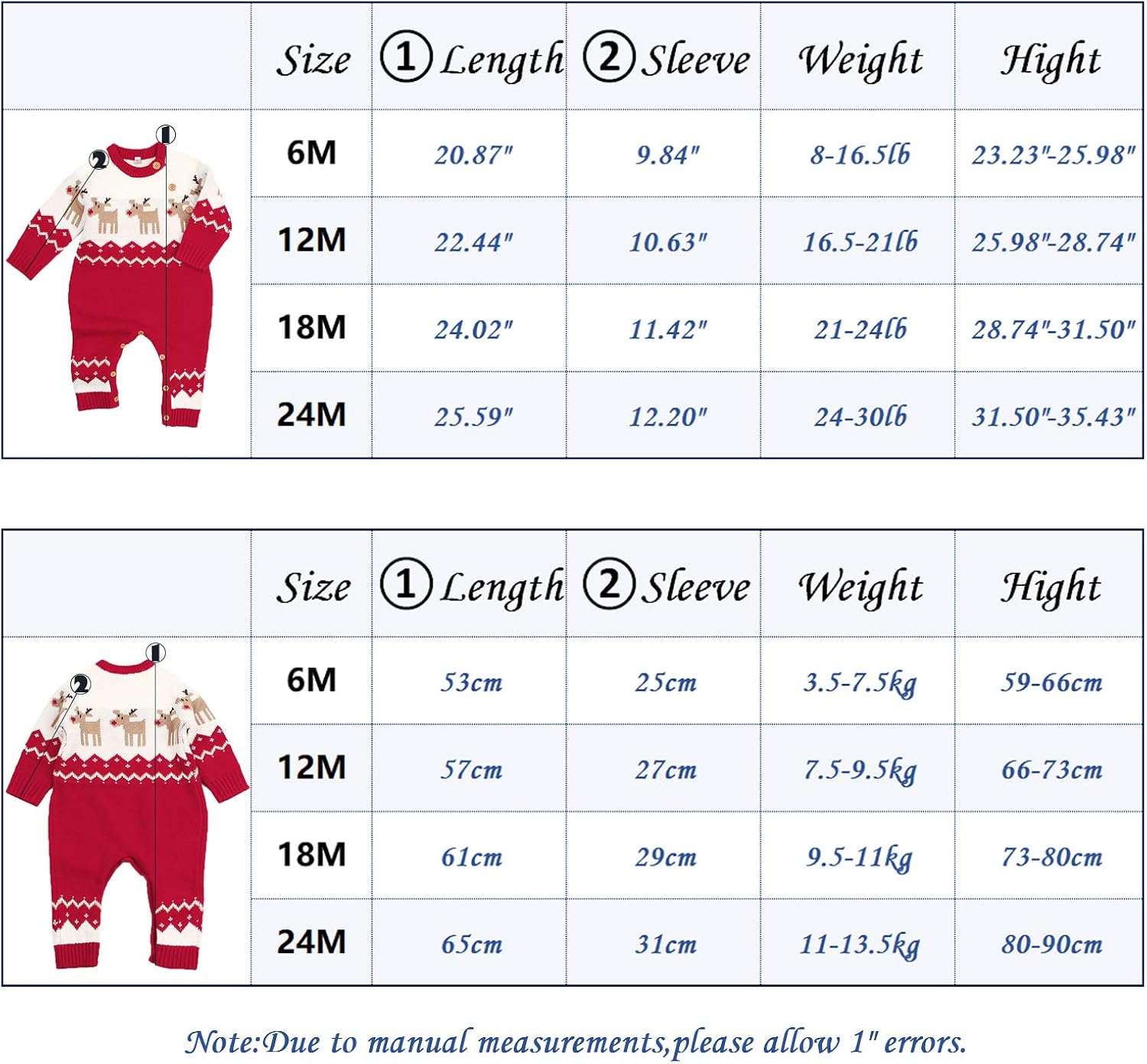 mimixiong Baby Christmas Sweater Toddler Reindeer Outfit Long Sleeve Red Clothes: Clothing