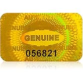 600pcs Gold Tamper Proof Hologram Stickers Warranty Void Seal Security Original Labels with Numbers(1x0.6inch)