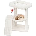 YOUPET Multi-Functional Cat Tree, Indoor Climbing Toy Suitable for All Cats, with Big Perch and Toy Balls, Beige