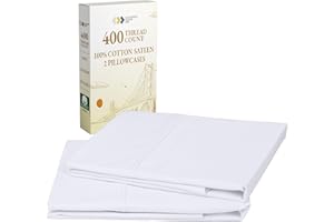 California Design Den Standard Queen Size Pillowcase Set - 400 Thread Count, 100% Cotton Sateen, Set of 2 Pillow Covers, Breathable, Cooling, Soft for Quality Sleep - Bright White