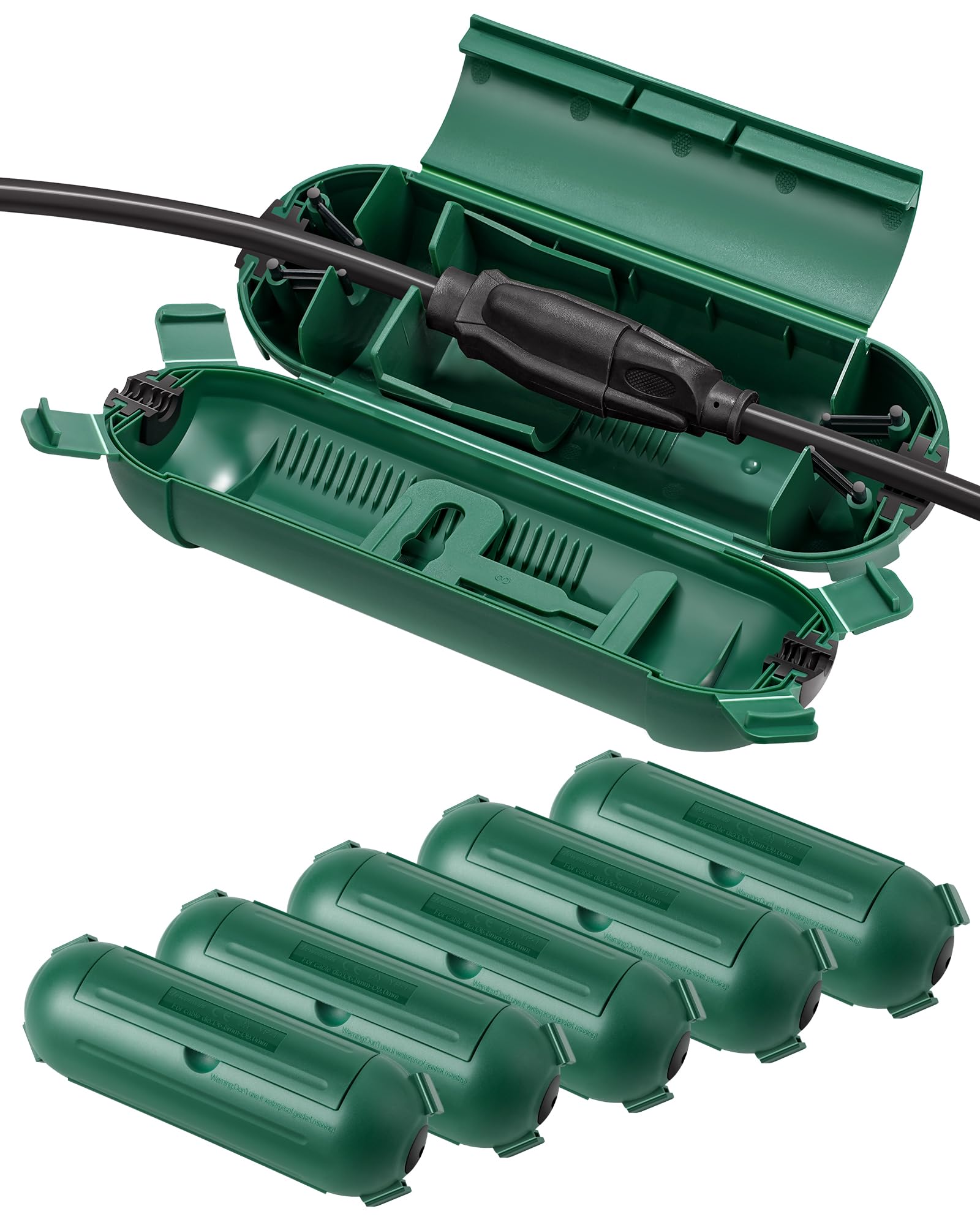 Photo 1 of *****Two Only****DEWENWILS 6-Pack Outdoor Extension Cord Cover, Waterproof Plug Cover with 4 Seal Latches, Adjustable Compartment for 12/14/16Gauge Cords, Protect Christmas Decoration Lights and Plugs, Green