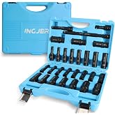 1/2" Impact Socket Set, 29PC Deep impact socket set, CR-MO SAE and Metric | 3/8-1" &amp; 10-24mm ,6 Point, Standard &amp; Deep Sockets with Extension Bars, High Torque, Ideal for Truck Bearing Locknut