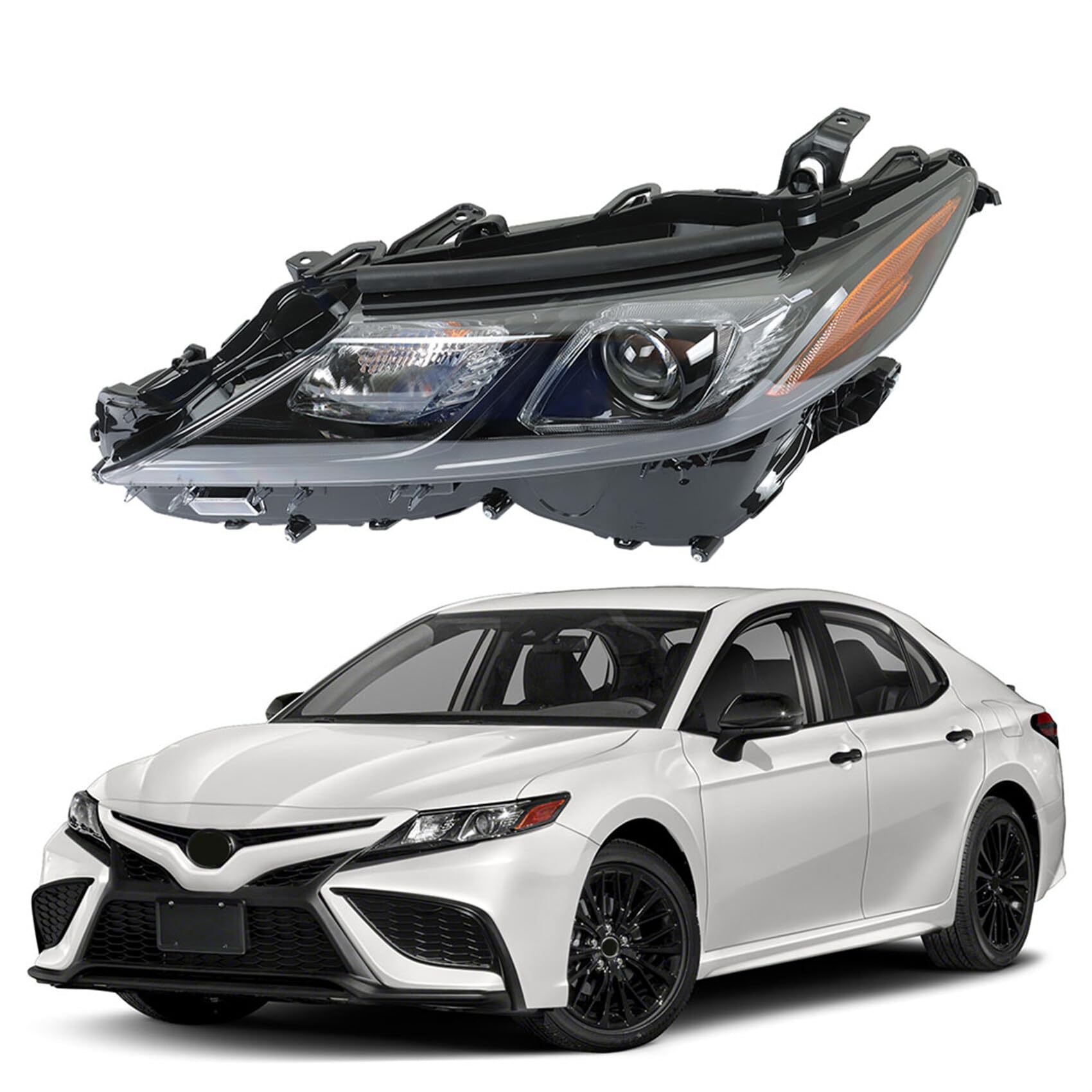 Photo 1 of labwork Headlight Assembly Replacement for Toyota Camry SE 2020-2022 Black Headlights Set Driver Side 8115006C20
