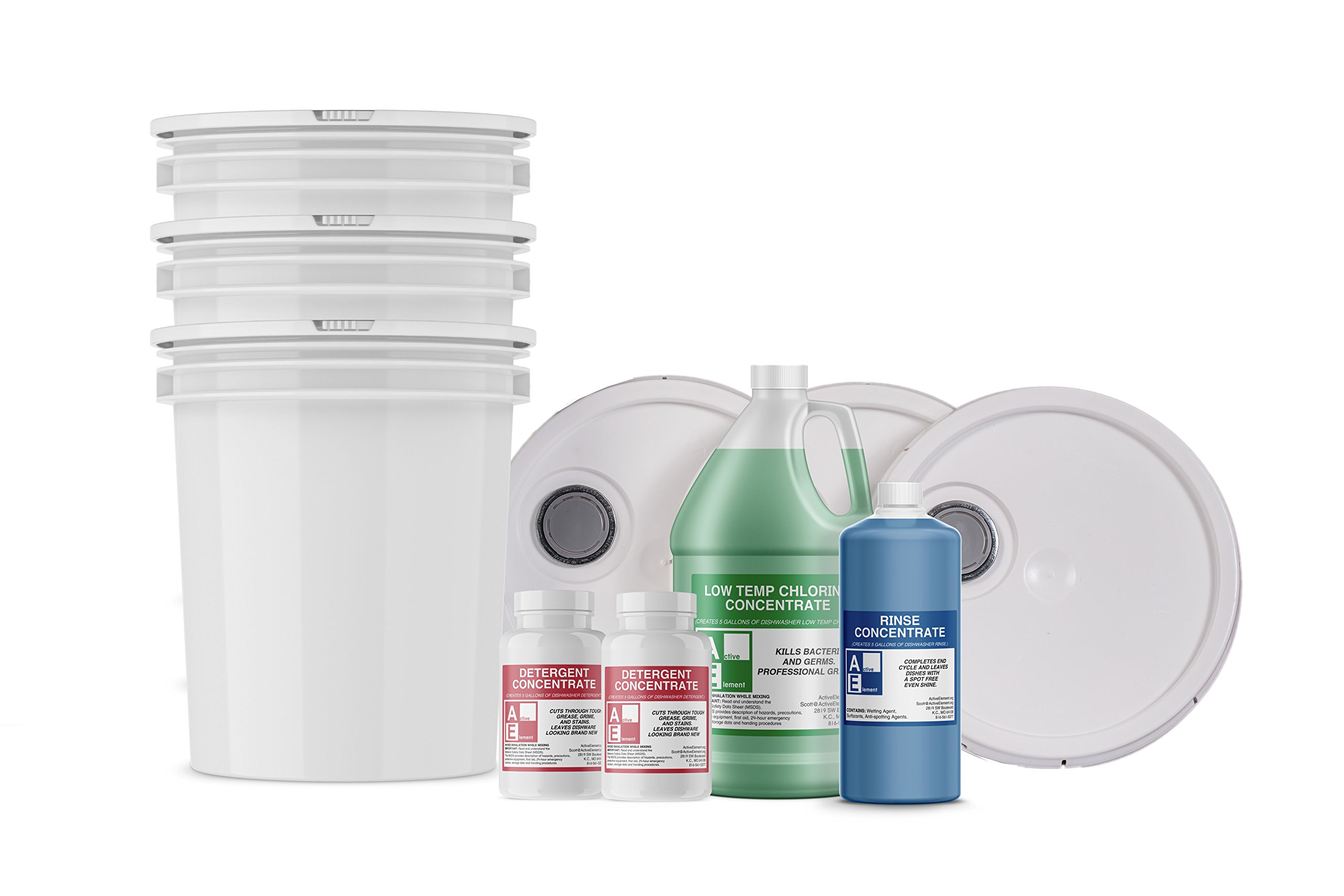 Starter Pack w/buckets (1detergent, 1chlorine, 1rinse), Commercial